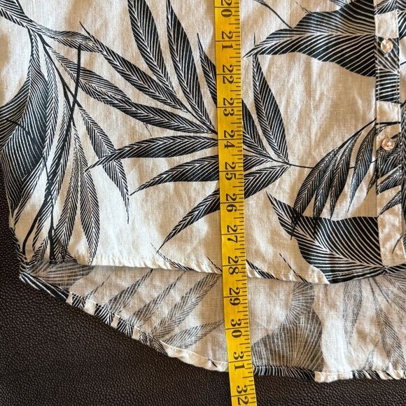 Tahari Tropical Leaf Pattern 100% Linen button down Shirt size Large - Picture 7 of 9